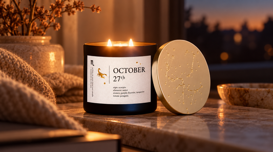 October 27 Cosmic Birthday Candle glowing in a warm evening setting for the September 27–October 3 weekly horoscope.