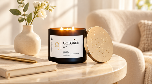 October 4 Cosmic Birthday Candle in a bright, minimalist home setting for the October 4–10 weekly horoscope.