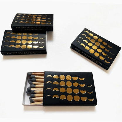 Moon Phase Matches with Stamped Gold Foil