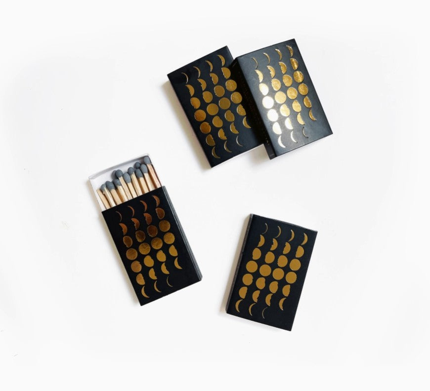 Moon Phase Matches with Stamped Gold Foil